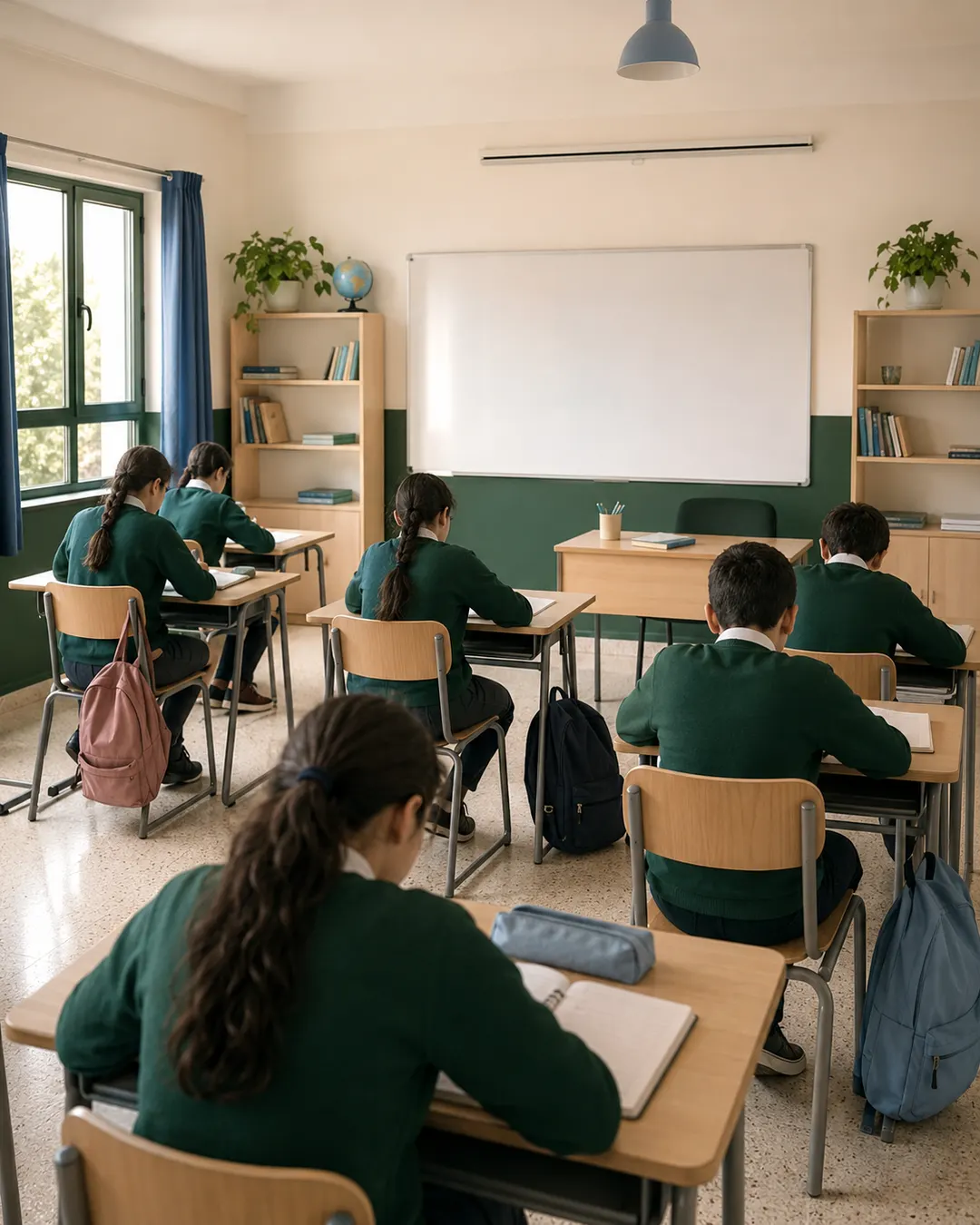 Salle de classe lumineuse avec des élèves